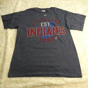MLB Cleveland Indians Majestic Gray T-Shirt Large